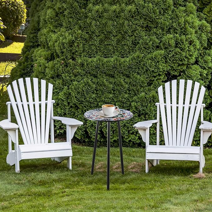 2 Packs Metal Mosaic Round Side Tables 13.4" Small Outdoor Patio Round Accent Coffee Tables Indoor Corner Stand for Small Spaces Weather-Resistant for Balcony, Porch Plant Stands Indoor, Mixed Mosaic - Image 7