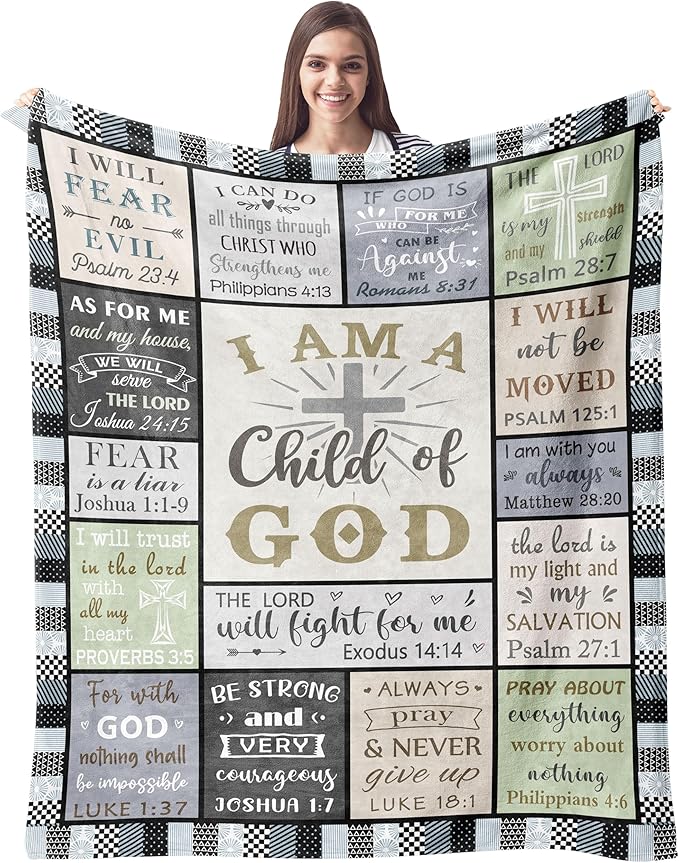 CUJUYO Christian Gifts for Men Women Blanket 80"x60" - Inspirational Religious Birthday Gifts - Baptism Confirmation Gift for Boys Girls - Catholic Spiritual Gift for Men Women