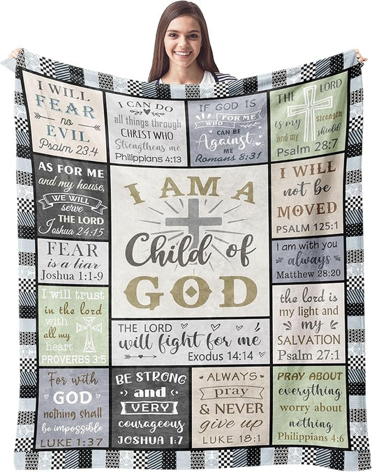 CUJUYO Christian Gifts for Men Women Blanket 80"x60" - Inspirational Religious Birthday Gifts - Baptism Confirmation Gift for Boys Girls - Catholic Spiritual Gift for Men Women