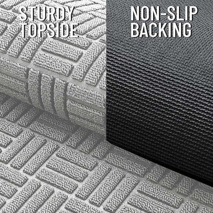 OLANLY Front Door Mat Outside Entrance 59x23, Absorbent, Heavy Duty Sturdy Natural Rubber Doormat Indoor Outdoor, Non-Slip, Stain and Fade Resistant, Low Profile Floor Mat for Entryway, Light Gray - Image 4