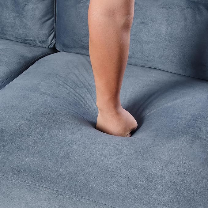 Upholstered Single Sofa Chair,Mordern Armchair with Wooden Legs for Living Room,Bedroom and Office,Blue Grey