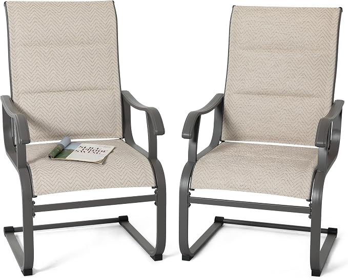 NUU GARDEN Patio Dining Chairs Set of 2, Outdoor Dining Chairs with Breathable Textilene Seat, All-Weather Patio Furniture for Garden Deck Backyard Porch, Grayish Beige - Image 9