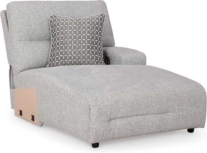 Signature Design by Ashley Acklen Place Modern U-Shaped Modular Stain-Resistant 6-Piece Power Reclining Sectional with Chaise, Adjustable Headrest, USB Charging Ports and Console, Light Gray