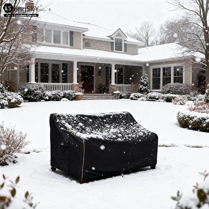 Patio 3-Seater Sofa Cover,Outdoor Couch Cover Fits up to 85W x 38D x 35H Inches,100% Waterproof Heavy Duty Patio Furniture Covers,Black - Image 6