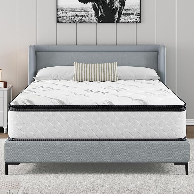 Susalt 14 Inch Queen Mattress, Hybrid Mattress Memory Foam Mattress, Individually Pocket Springs Mattress in a Box Fiberglass-Free, CertiPUR-US