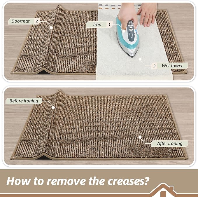 BEQHAUSE Dirt Trapper Door Mat 20" x 48", Non-Slip Washable Doormats Entrance Mat, Dirt Resistant and Absorbent Welcome Mat, Low Profile Floor Mats for Front Back Door and Entryway, Beige - Image 9