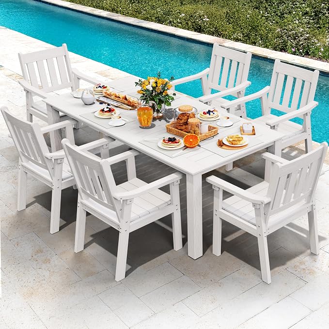 YEFU Outdoor Patio Chairs Set of 2: All Weather Outdoor Dining Chairs with Wide Curved Seat and Backrest - Plastic Patio Chairs for Outside Backyard/Garden/Pool/Porch/Deck 350lbs Capacity White - Image 7