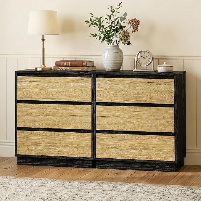 RoyalCraft Nightstand Set of 3, 23.6" Night Stand with 3 Drawers Storage, Large Bedside Table, End Table for Bedroom, Closet, Black and Wood - Image 8