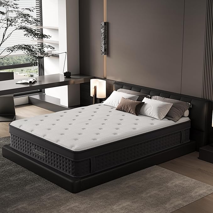 King Size Mattress, 14 Inch king Mattress in a Box, Cooling Matress with Memory Foam & Individual Pocket Springs for Pressure Relief & Spinal Alignment, Zoned Back Support & Motion Isolation