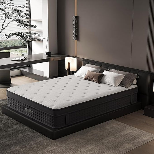 Queen Size Mattress, 14 Inch Queen Mattress in a Box, Cooling Matress with Memory Foam & Individual Pocket Springs for Pressure Relief & Spinal Alignment, Zoned Back Support & Motion Isolation