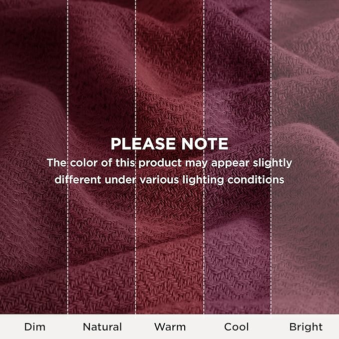 Bedsure GentleSoft 100% Cotton Blanket Twin XL Size for Bed - Breathable and Lightweight, Soft Cozy Textured Herringbone Woven Summer Blanket for College Dorm, Red, 66x90 inches