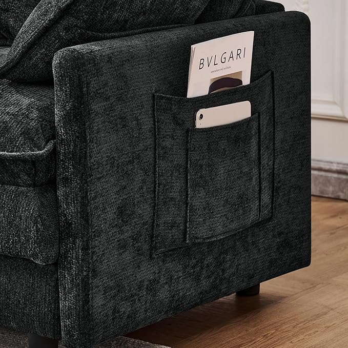 102" Modular Sectional Sofa, Premium Chenille Cloud Couch with Reversible Ottoman, L-Shaped Oversized Sofa with Side Storage Pockets for Multi-Scene Living Room & Home Office