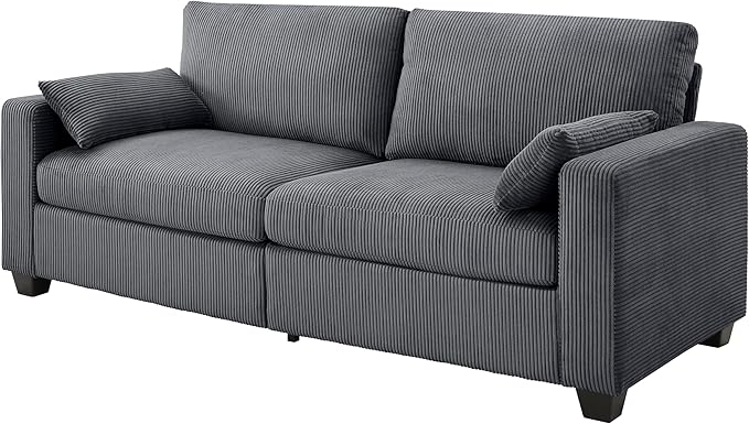 79" Modern Cloud Sofas for Living Room Bedroom, 2 Seat Modular Couch Soft Corduroy Upholstered Loveseat Couches with Toss Pillows for Home Apartment Office Studio
