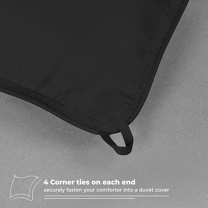 Superior Brushed Microfiber Comforter, Down Alternative Bedding, Medium Weight, Soft Bed Cover, Plush Duvet Insert, Oversized Blanket, Box Quilt, Reversible Comforter, Twin, Black-Grey