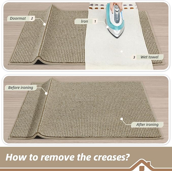 BEQHAUSE Dirt Trapper Door Mat 32" x 48", Non-Slip Washable Doormats Entrance Mat, Dirt Resistant and Absorbent Welcome Mat, Low Profile Floor Mats for Front Back Door and Entryway, Light Beige - Image 9
