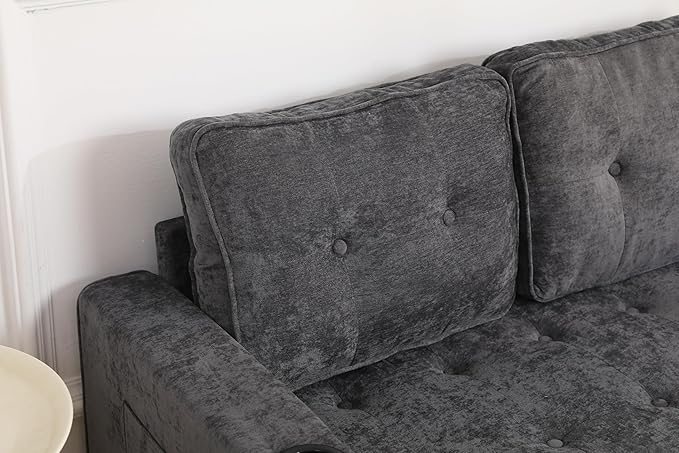 ERYE Foldable Loveseat Sofa Convertible Pull Out Sleeper Sofabed,2 Seat Tufted Upholstered Sofa Modern Convertible Sleeper Couch Bed with Cupholders and Side Pockets