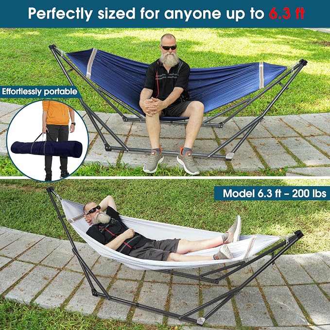 Tranquillo Combo x2 Hammocks with Stand for Outside & Tree Straps, Heavy Duty Hammock with Stand 600lbs for Indoor Outdoor Patio Backyard, x2 Hammocks for 2 Person, Portable Carrying Bags, Aegean - Image 7
