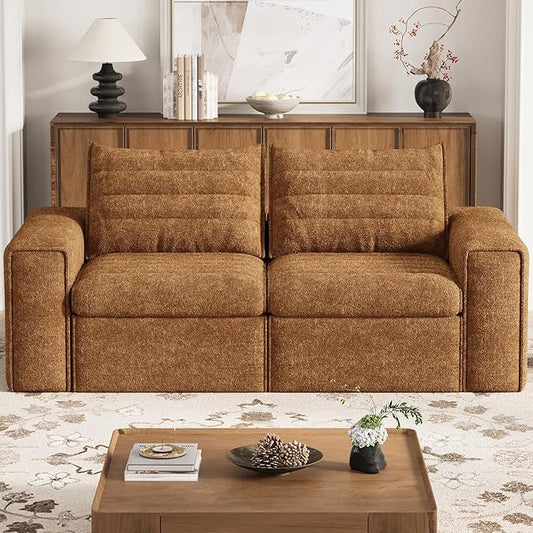 77" Cloud Loveseat Sofa, Deep Seat Couch with Pillows, Modern Comfortable Upholstery Boneless Sofa, 1 piece for Living Room, Bedroom, Apartment, Removable Cover，No Assembly Required, Orange