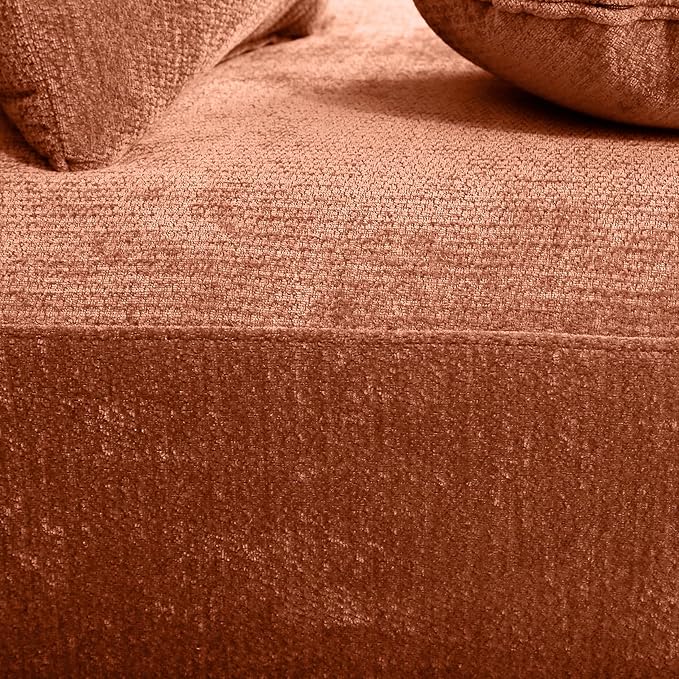 Christopher Knight Home Grelyn Modern Curved Modular Sectional Sofa, Wool Fabric Large Cloud Couch, 6-Seater L-Shaped Couch Living Room, 3-Piece Lounge Sofa with Chaise,Fully Assembled,Brownish Orange