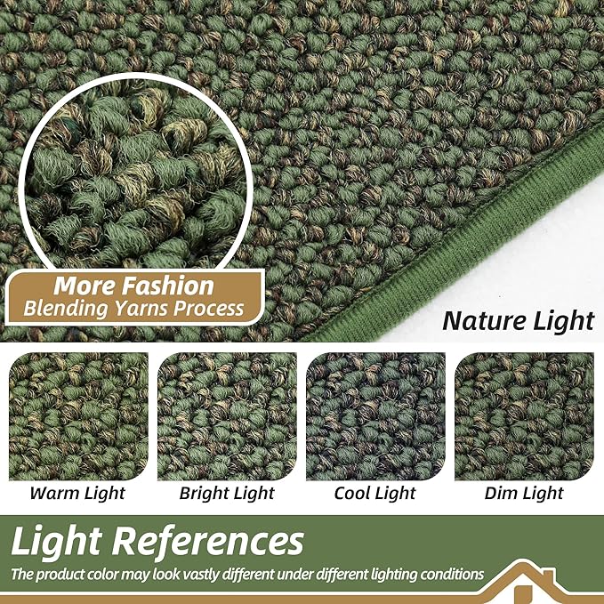 BEQHAUSE Dirt Trapper Door Mat 17" x 30", Non-Slip Doormats (Rolled-Up NO Creases) Washable Entryway Rugs, Dirt Resist and Absorbent Welcome Mat, Low Profile Floor Mats for Front Back Door, Green - Image 5