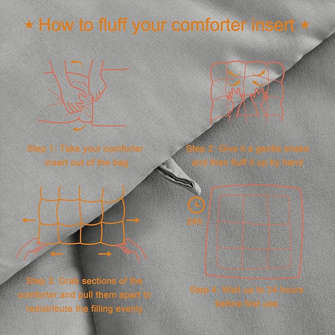 NTBAY Queen Comforter - Down Alternative Comforter Duvet Insert, All Season Bedding Quilted Duvet Insert with Corner Tabs, Machine Washable, Smoke Grey