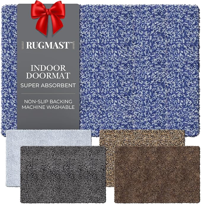 Premium Microfiber Indoor Door Mat – 20"x30" Washable Entry Mat, Non-Slip, Waterproof Backing, Super Absorbent, Low Profile Entryway Doormat for Indoor Entrance by RugMast