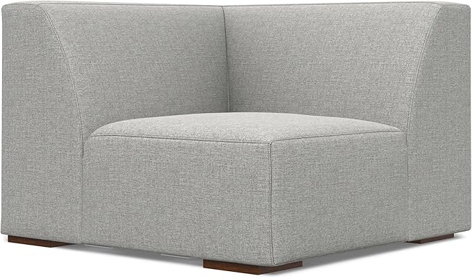 SIMPLIHOME Rex Corner Sofa Module in 100% Recycled Polyester Tightly Woven Performance Fabric, Pale Grey, 38-inches Wide, Handcrafted Modern-Style Corner Accent Chair for Living Room
