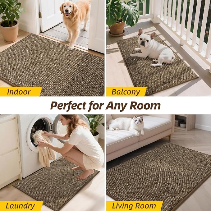 JSEI Dirt Trapper Door Mat 20"x32" Non-Slip Washable Entrance Mat, Dog Doormats, Absorbent & Fade-Resistant Floor Mats, Low Profile Welcome Mats for Entryway, Front Door, and Inside Entrance, Taupe - Image 8