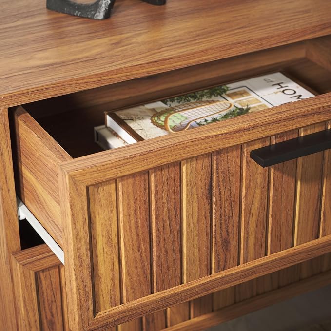 SAFAVIEH Home Collection Axelle Walnut/Black 2-Drawer Nightstand - Image 6
