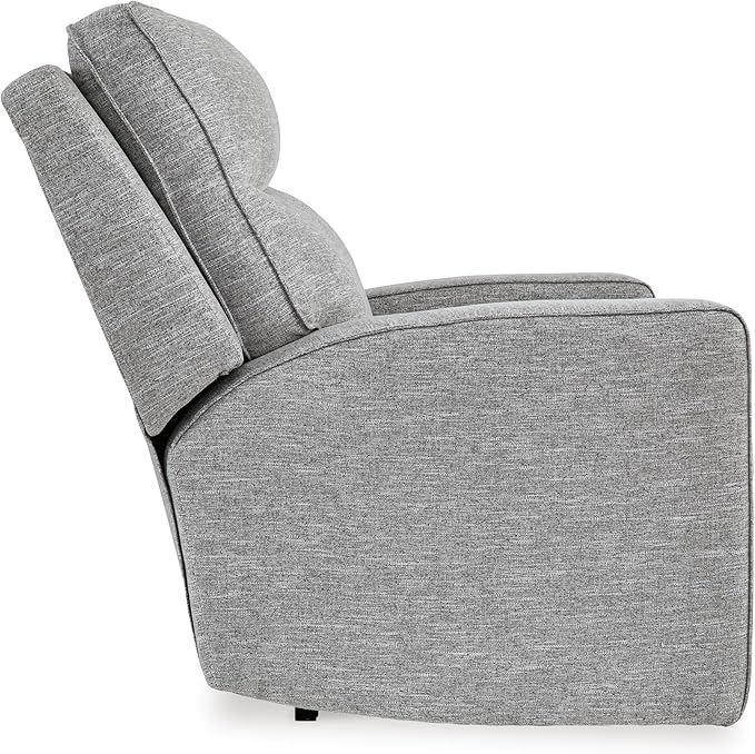 Signature Design by Ashley Biscoe Contemporary Power Recliner with Adjustable Headrest, USB Charging, Cleanable Performance Fabric, 21" Seat Height, Gray