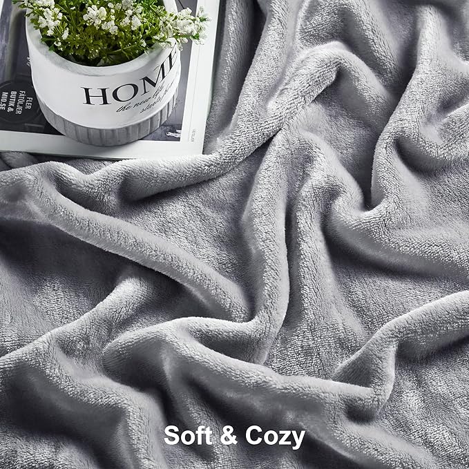 DREAMNINE Extra Large Soft Comfy Fluffy Fleece Bed Blanket Full Size 80" x 90", Luxury Decorative Fuzzy Blanket for Women Girl, Big Cozy Gray Shaggy Warm Flannel Blankets for Winter Autumn Pets, Grey