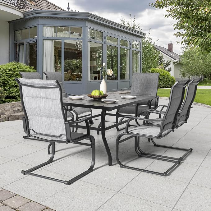 NUU GARDEN Patio Dining Chairs Set of 4, All Weather Outdoor Padded Textilene Patio Chairs, Breathable Spring Motion Textile High Back Outdoor Dining Chairs for Backyard, Lawn, Deck, Grey - Image 7