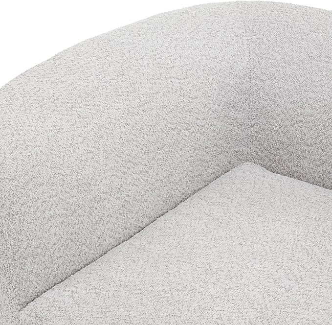 Merax 116" Curved Polyester Sectional Sofa, Modern Pearl Upholstery 3 Seat Cloud Couch with Chaise Lounge & 4 Pillows for Living Room, White+Gray
