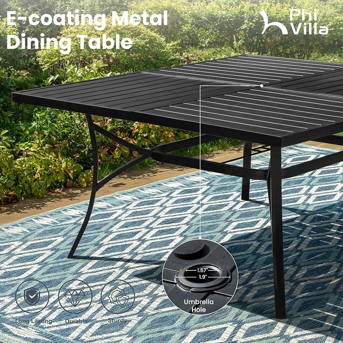 PHI VILLA 9 Pcs Patio Dining Set with Large Square Metal Dining Table & 8 Outdoor Textilene Fabric Swivel Dining Chairs, Outside Table Chair Furniture Dining Set for 8 Person - Image 3
