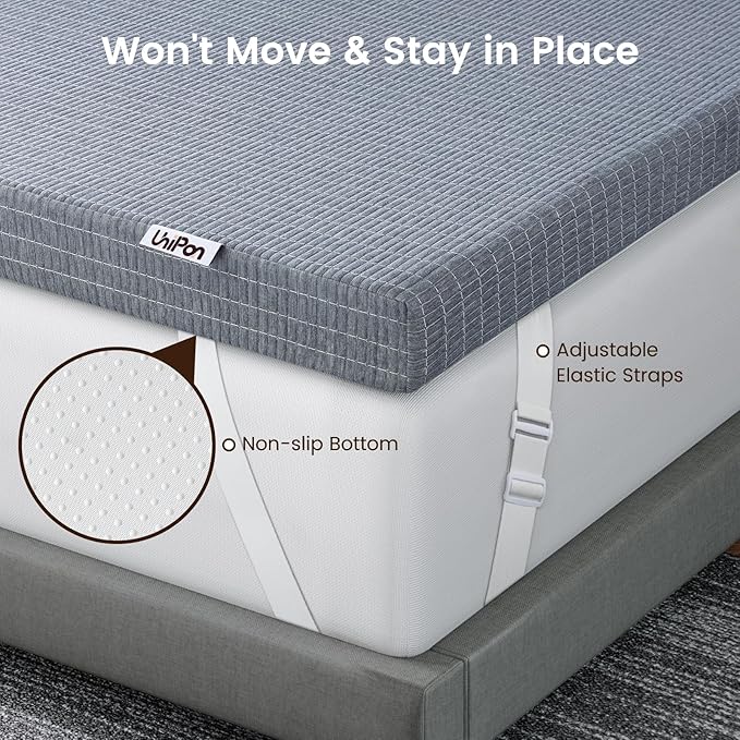 4 Inch Extra Firm King Mattress Topper with Cooling Gel & Bamboo Charcoal, Extra Firm King Memory Foam Mattress Topper for Pain Pressure Relief, CertiPUR-US Certified, Removable Cover