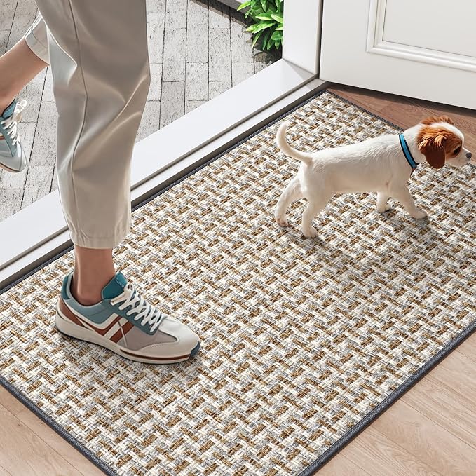 Door Mat 17"x30",Door Mat Indoor Entrance Dirt Resistant and Absorbent Non-Slip Rubber Backing Front Door Mats Washable Low-Profile Indoor Mats for Entryway, Inside Entrance Easy Clean Gray by YDKGL