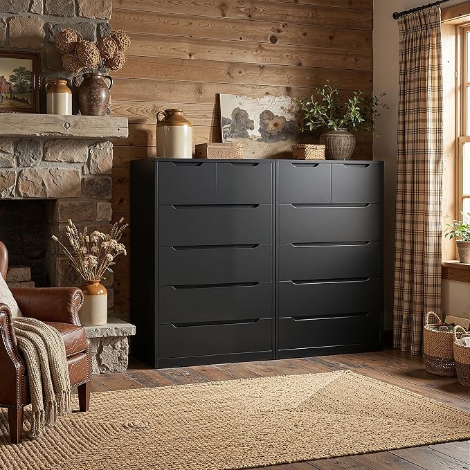 Romorgniz Dresser for Bedrom with 6 Large Drawers, Tall Chest of Drawers Modern Wooden Dresser for Living Room, Entryway, Hallway, Black, 43.2" H X 27.6" W X15.6 D - Image 5