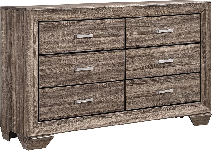 Coaster Home Furnishings Kauffman Transitional 4-Piece Bedroom Set Queen Size Panel Bed Frame 54-inch Headboard Washed Taupe 204191Q-S4