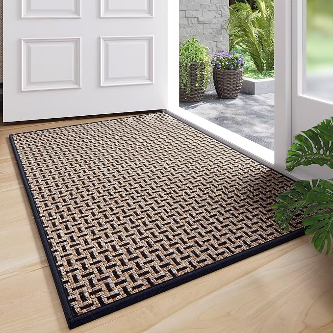 YDKGL Door Mat Entrance 24x35, Dirt Resistant and Absorbent, Non-Slip Rubber Backing Floor Mats, Easy Clean Low-Profile Doormat for Entryway, Front Door, Inside Entrance, Black by YDKGL