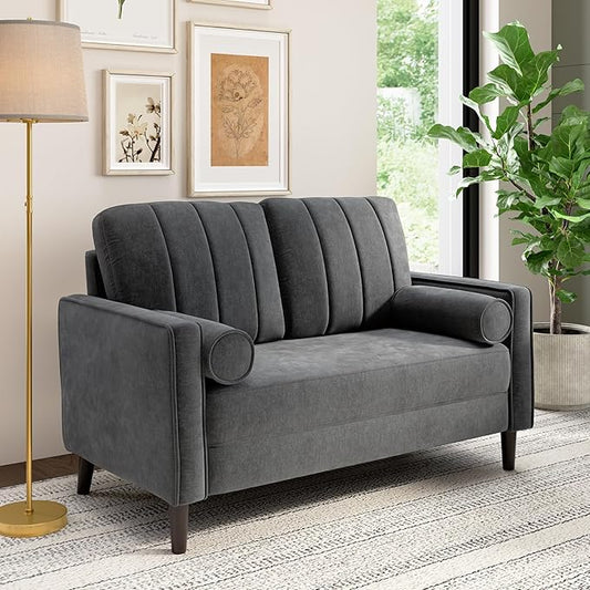 Bush Home 54-inch Loveseat, Living Room Furniture, Max Collection, Iron Gray Chenille Fabric