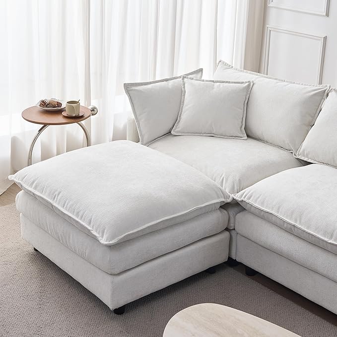 105" Oversized Modular Cloud Sectional Sofa Free Convertible L-Shaped Corner Sectional with Movable Ottoman, Chenille Upholstered Multiple Cushions Cloud Sofa Couches | Easy to Assemble