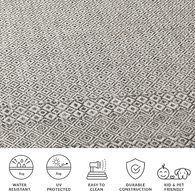 SAFAVIEH Washable Rug Outdoor Courtyard Collection - 2'3" x 18' Runner, Grey & Black, Non-Shedding & Easy Cleaning, Ideal for Patio, Entryway, Mudroom, Hallway, Kitchen (CY8235-37612) - Image 4
