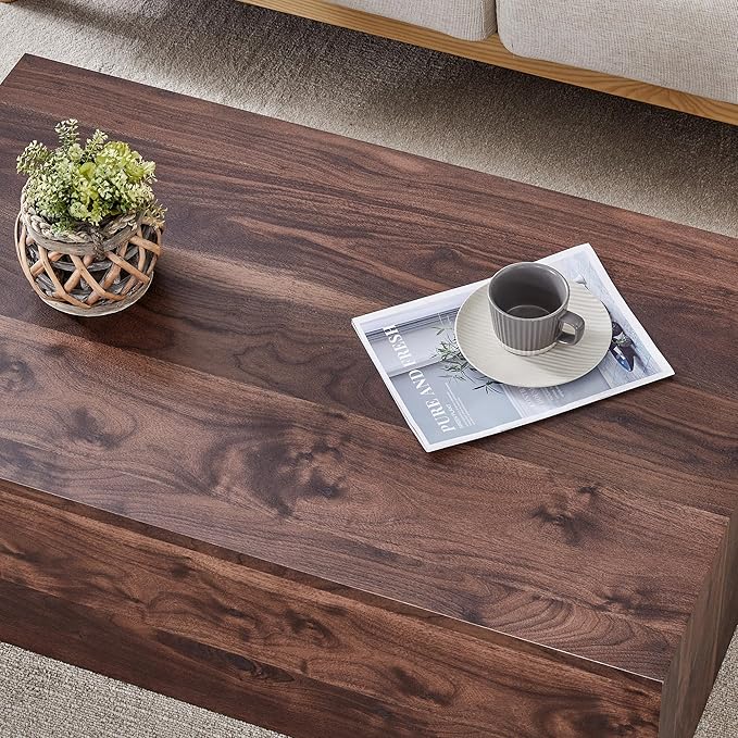 Wood Grain Coffee Table Wood Grain,Rectangle Wooden Center Table for Living Room,Farmhouse Cocktail Table No Assembly