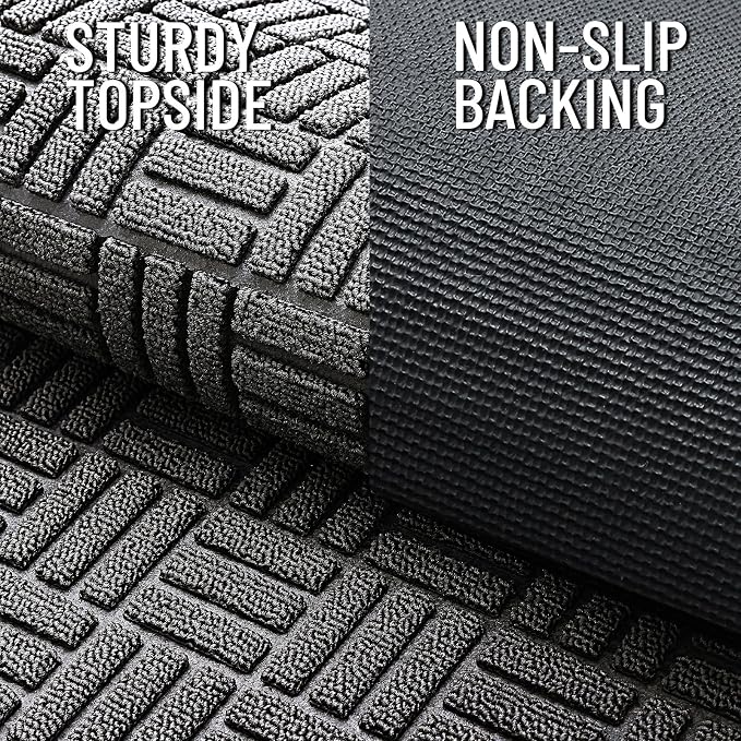 OLANLY Front Door Mat Outside Entrance 59x34, Absorbent, Heavy Duty Sturdy Natural Rubber Doormat Indoor Outdoor, Stain and Fade Resistant, Non-Slip Backing Low Profile Floor Mat for Entryway, Grey - Image 4