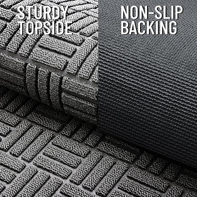 OLANLY Front Door Mat Outside Entrance 71x23, Absorbent, Heavy Duty Sturdy Natural Rubber Doormat Indoor Outdoor, Stain and Fade Resistant, Non-Slip Backing Low Profile Floor Mat for Entryway, Grey - Image 4
