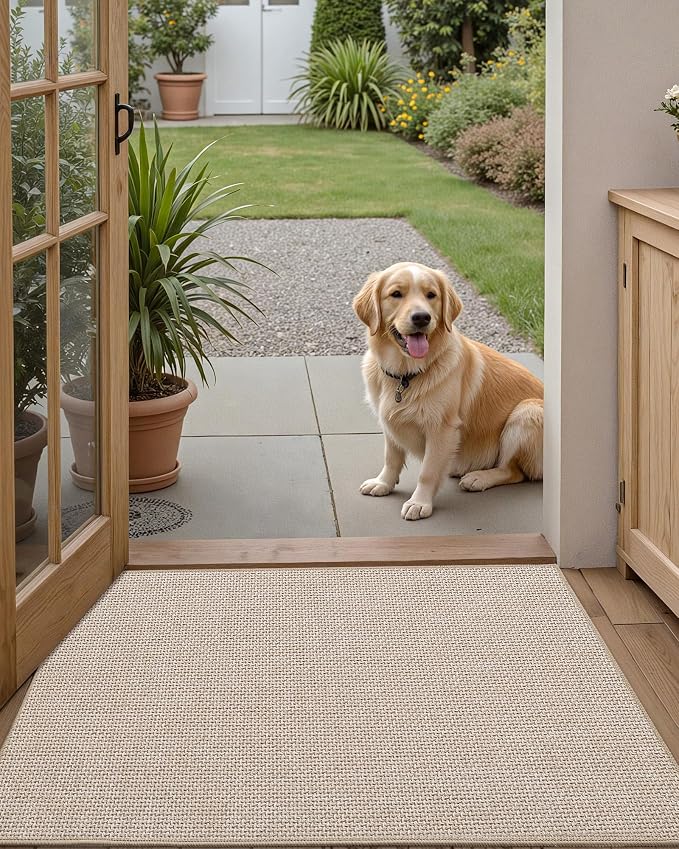 Color&Geometry Oversized Door Mat Non Slip Rubber Backed, 24"x36" Front Door Mat Indoor Outdoor Rug, Dirt Trapper Doormat, Heavy Duty Front Door Rugs, Oatmeal Beige - Image 9