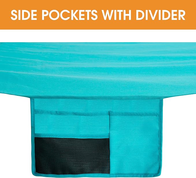 Lazy Daze Hammocks 11 FT Double Outside Hammock Quick Dry Olefin Fabric Hammock with Spreader Bar & Side Pocket for Outdoor Poolside Backyard 450 lbs Capacity, Turquoise - Image 5