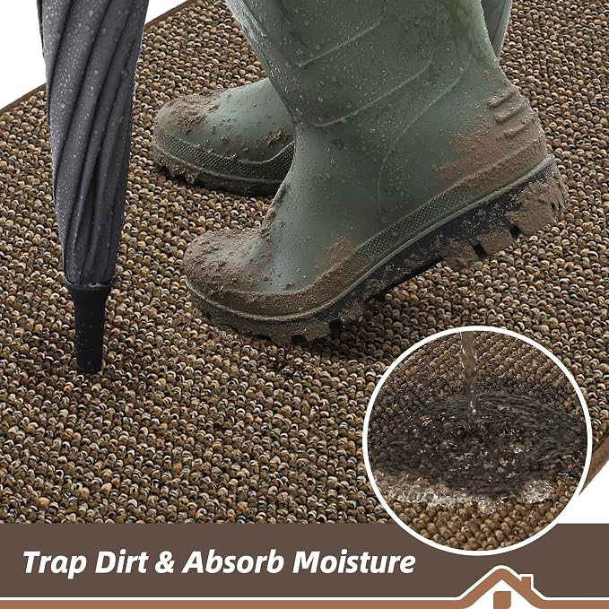 BEQHAUSE Dirt Trapper Door Mat 36" x 60", Non-Slip Washable Doormats Entrance Mat, Dirt Resistant and Absorbent Welcome Mat, Low Profile Floor Mats for Front Back Door and Entryway, Brown - Image 3