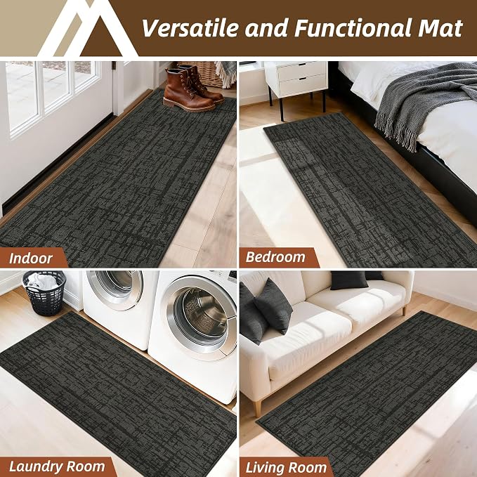 COSY HOMEER Door Mat 24" x 60" Non-Slip Washable Entryway Rug,Dirt Trapper Door Mat Indoor Entrance,Stain Resistant Absorbent Welcome Mats for Front Back Doormats and Wet Shoes,Dark Grey - Image 6