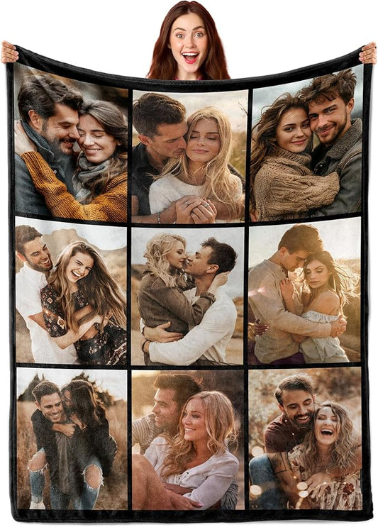 Ship Next Day, Custom Blanket with Picture Customized Photo Blankets Customize, Customizable Blanket, Personalized Christmas Funny Gifts for Couple, Girlfriend, Boyfriend, Mom, Dad, Wife, Husband
